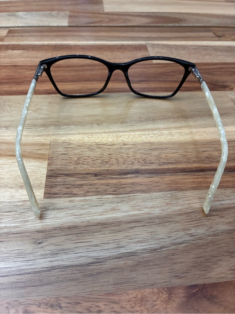 XOXO Eyeglasses Glasses Frames Barcelona Jet Cat Eye Black Pearl White 52-16-135 - Picture 5 of 16